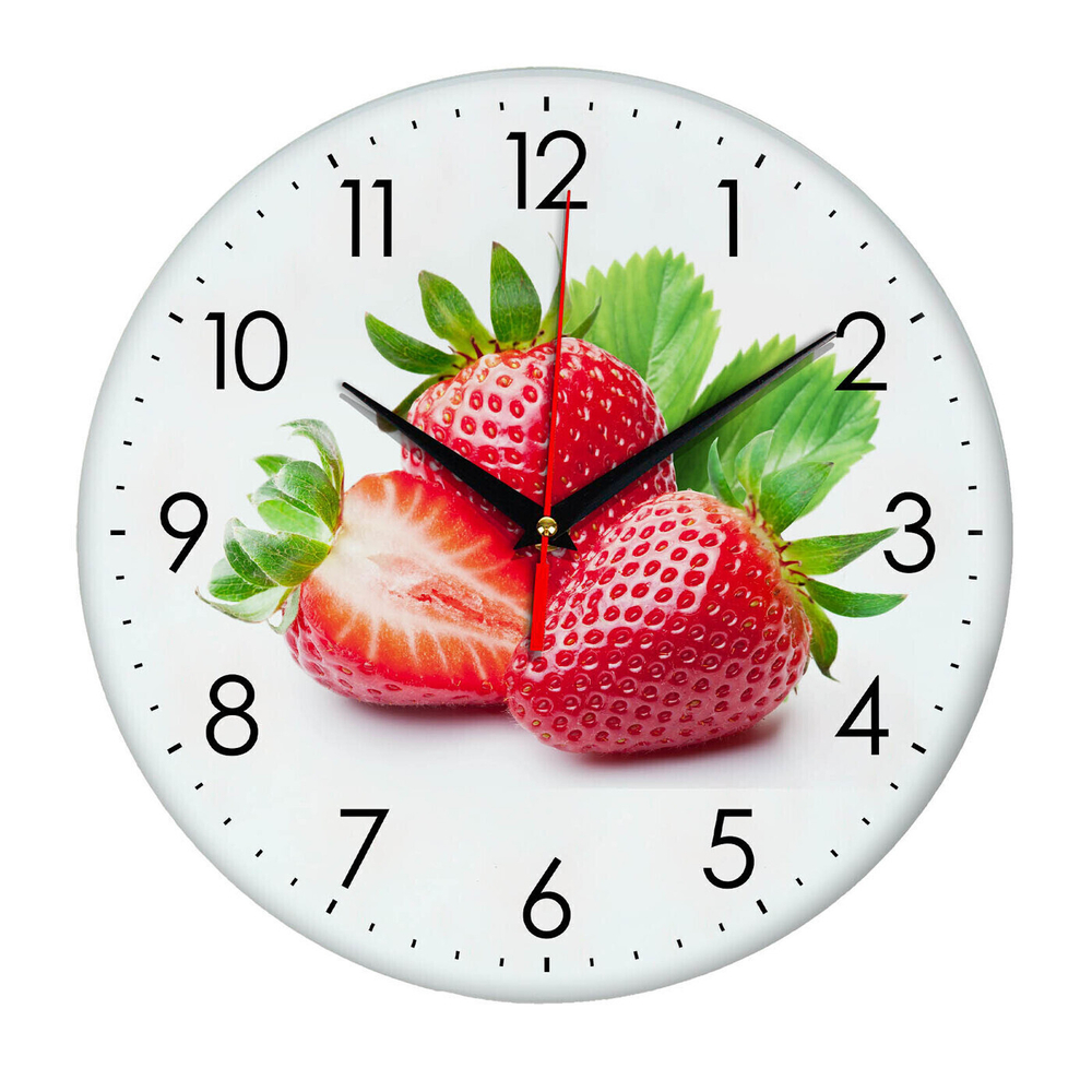 Настенные часы SouvenirClock Клубника, 28 см, Декор для дома, подарок