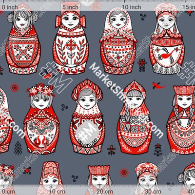 Матрёшки в мезенском стиле by Ирина Сказка 188 DPI