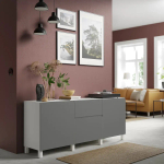 Комбинация для хранения - BESTÅ/ BESTА IKEA/ БЕСТА/БЕСТО ИКЕА, 180х74 см, белый/темно-серый