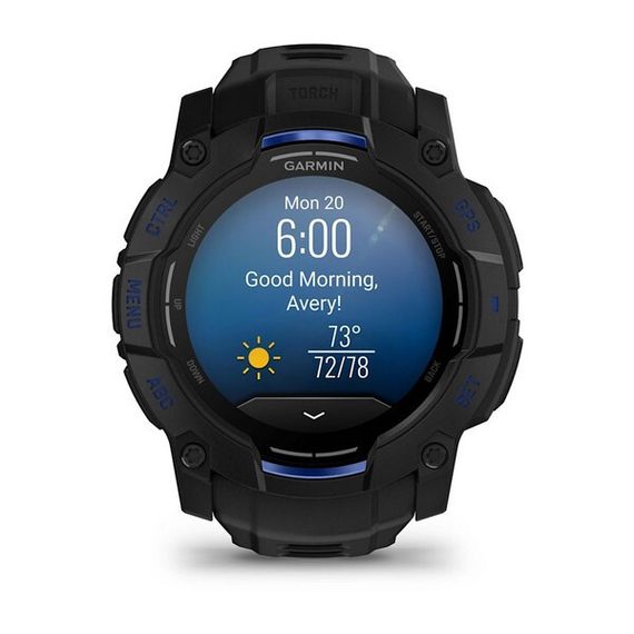 Умные часы Garmin Instinct 3 Amoled 50 mm Black with Black/Bolt Blue Band (010-03020-03)