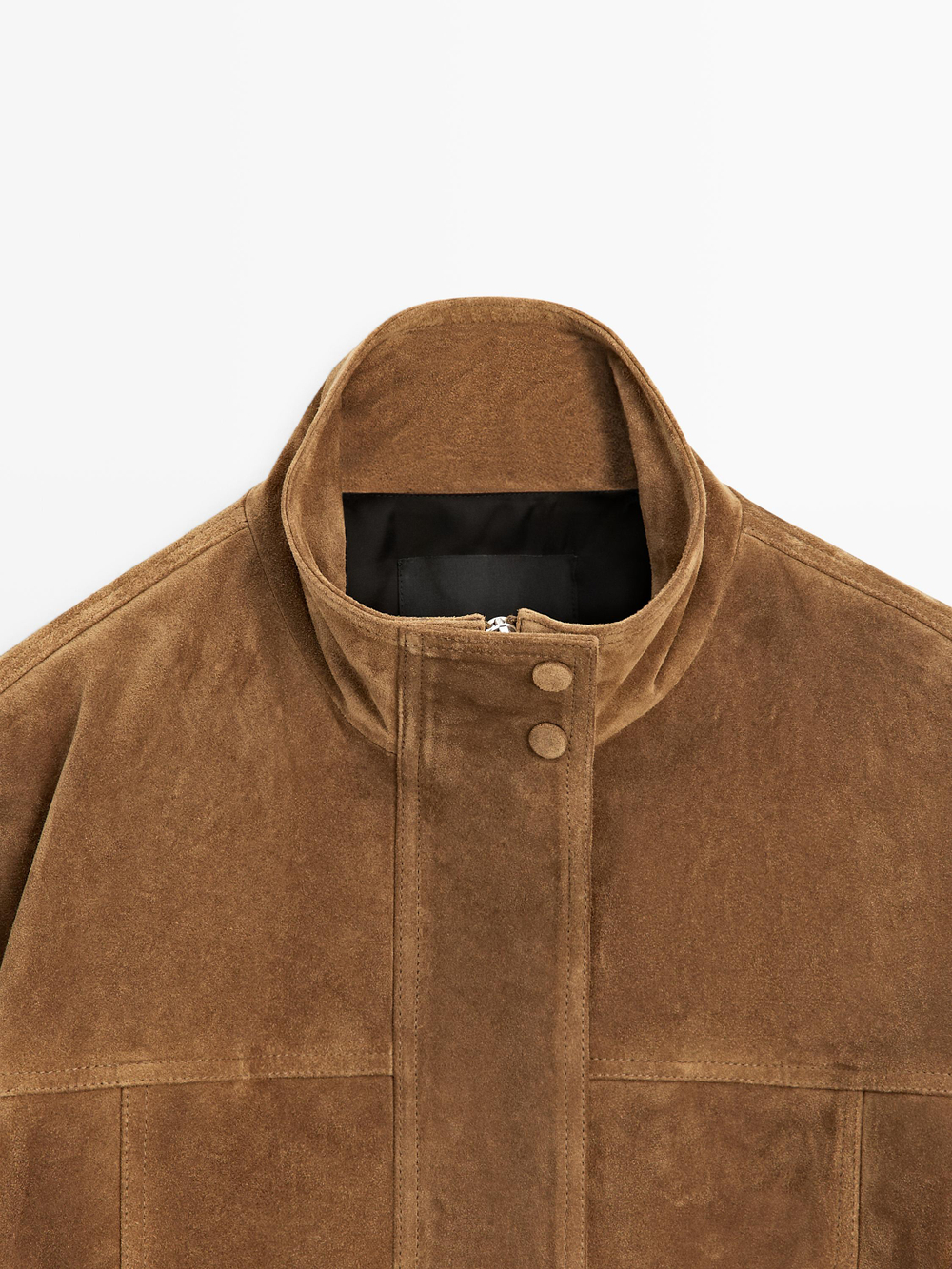 Massimo Dutti Короткий замшевый бомбер, цвет верблюжьей шерсти