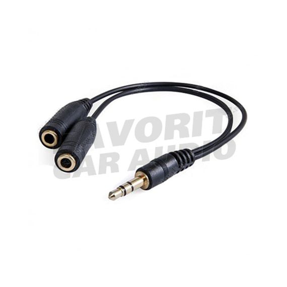 Кабель AUX, Jack 3,5mm(m) - 2xJack 3,5mm(f) Defender, 0.15м, круглый, силикон, цвет: чёрный, в блистере