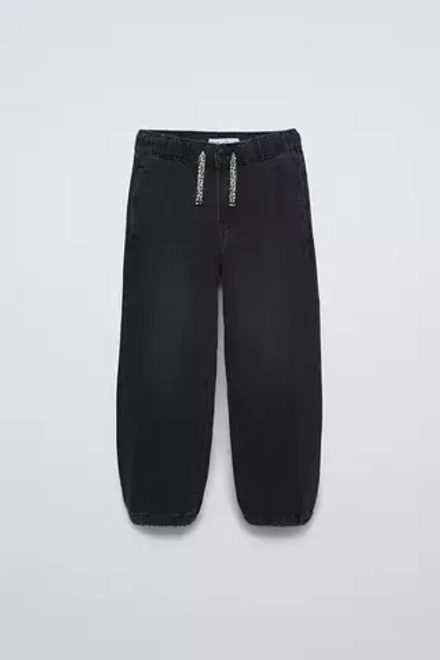 ZARA ДЖИНСЫ-ДЖОГГЕРЫ СО ШНУРКАМИ, ЧЕРНЫЙ