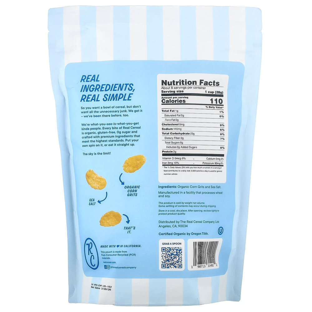 The Real Cereal Co, органические кукурузные хлопья, 240 г (8,4 унции)
