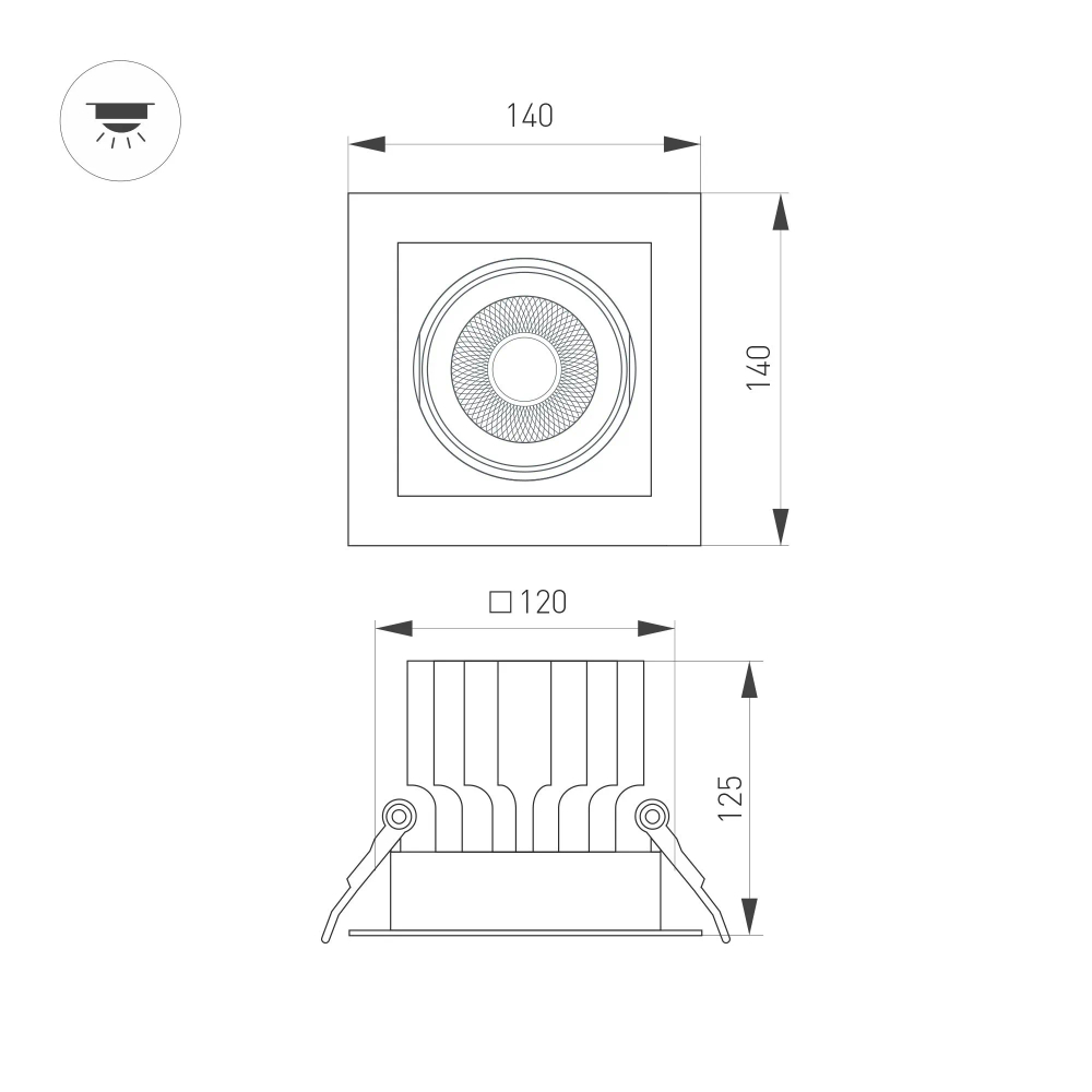 Светильник MS-VORTEX-BUILT-S140x140-30W Warm3000 (WH-WH, 50 deg, 230V) (Arlight, IP20 Металл, 5 лет) 057924