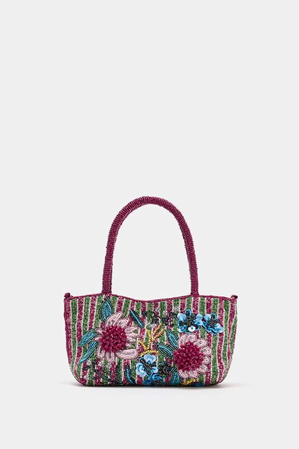 ZARA МИНИ-СУМКА С БИСЕРОМ, РОЗОВЫЙ