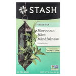 Stash Tea, зеленый чай, марокканская мята и осознанность, 20 чайных пакетиков, 26 г (0,9 унции)
