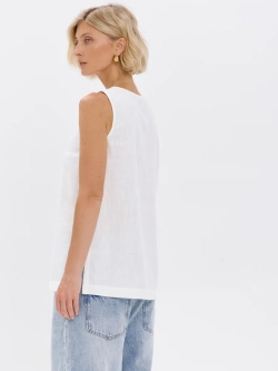 Удлиненный топ из льна с V-вырезом