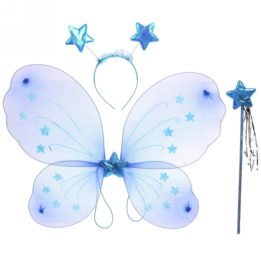Карнавальный набор (крылья, ободок, палочка) «Фея Звёздочка» (крылья 48*40 см), Голубой