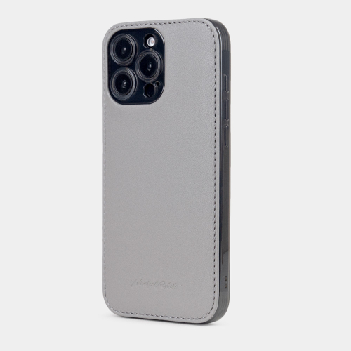 Чехол-накладка для iPhone 16 Pro из кожи теленка, серого цвета