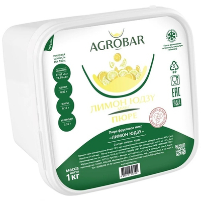 Фруктовое пюре микс Лимон-Юдзу, Agrobar, Россия