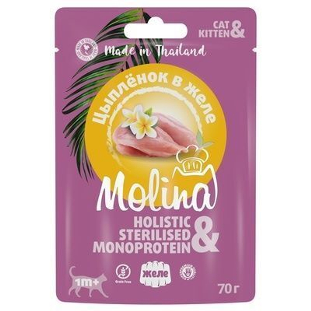 MOLINA Пауч для Котят и кошек Цыпленок в желе, 70гр
