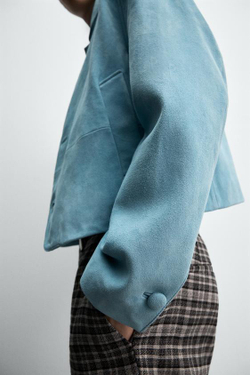 ZARA HARRY LAMBERT X DISNEY ЗАМШЕВАЯ КУРТКА, СИНИЙ