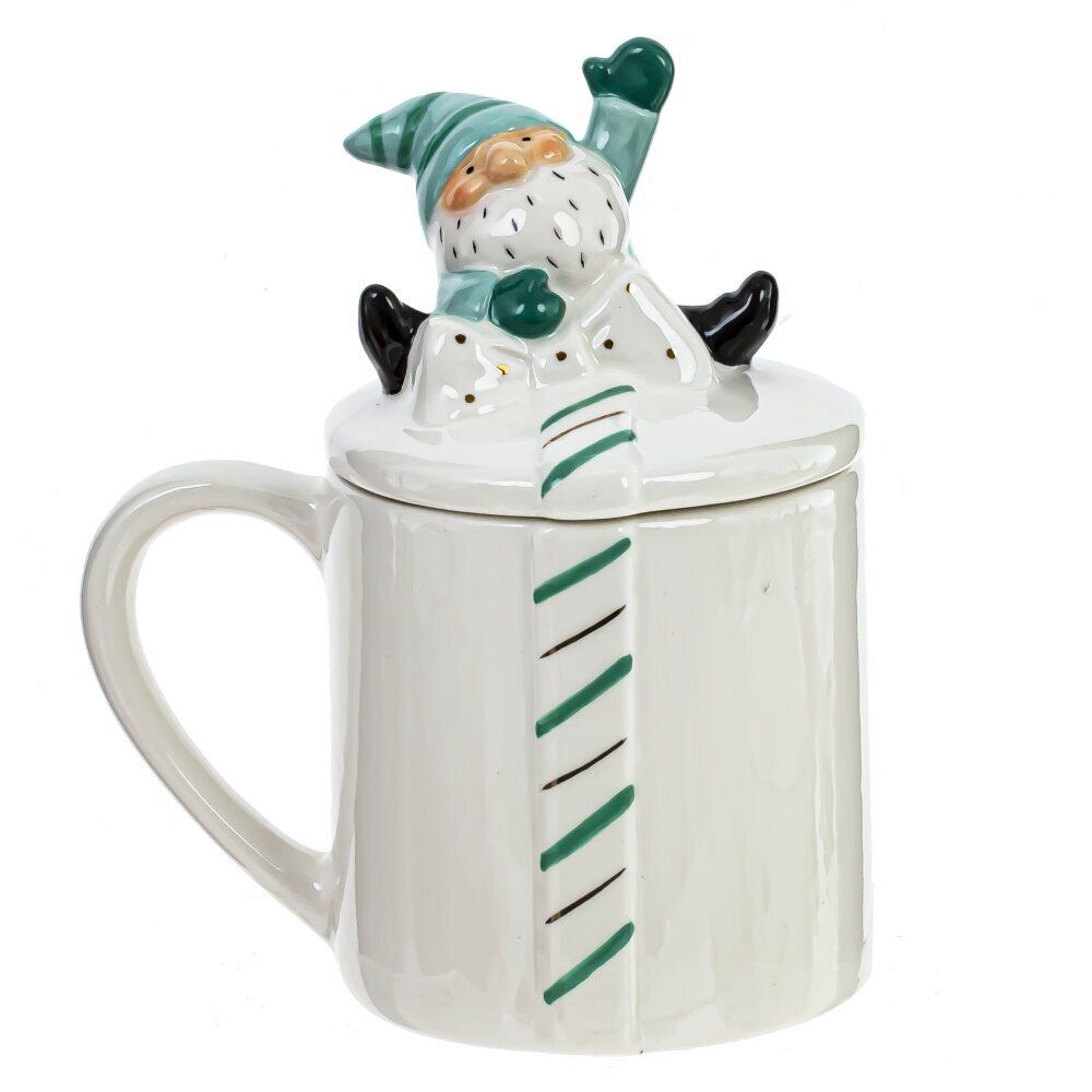 GAEM Кружка с крышкой "Гном: Праздничный Хранитель", 330 мл, L12 W9 H15 см