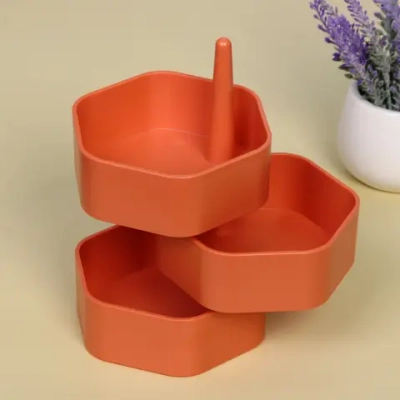 Органайзер для хранения «МАРЦИПАН», цвет коралловый, три отделения, 13.9*20.7*4.7 (упаковка коробка)