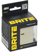 BRITE Розетка USB C 65Вт высокоскоростная зарядка РЮ12-1-БрКр бежевый IEK