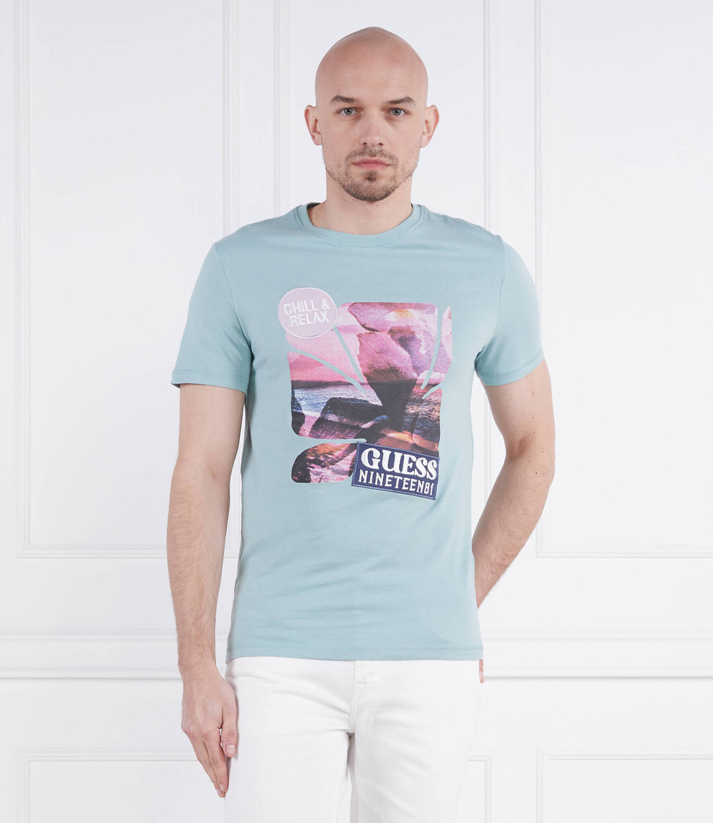 Футболка SUNSET FLOWER GUESS - голубой(M3GI29 I3Z14)