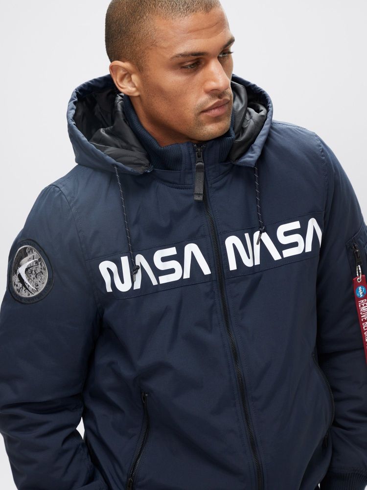 Куртка Alpha Industries MA-1 Hooded NASA II Blue (Синяя)