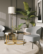 Набор журнальных столиков Селена 60 и 45 см стекло черный мрамор сталь золото