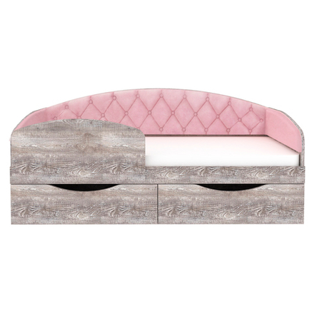 Кровать односпальная КарИВи Беллуччи с каретной стяжкой 80x160 Бетон Розовый