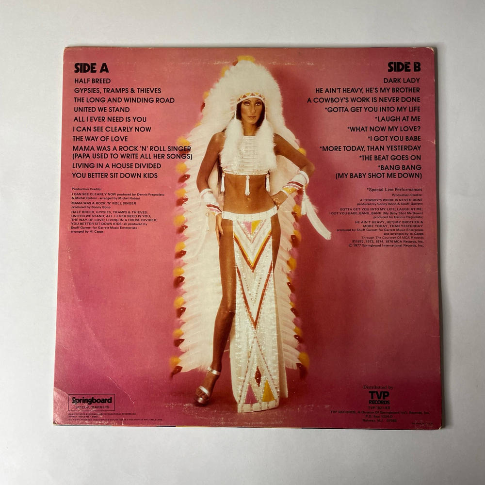 Винтажная виниловая пластинка LP Sonny and Cher, The Hits Of Sonny and Cher (США 1977) I Got You Babe Песня Из Фильма День Сурка