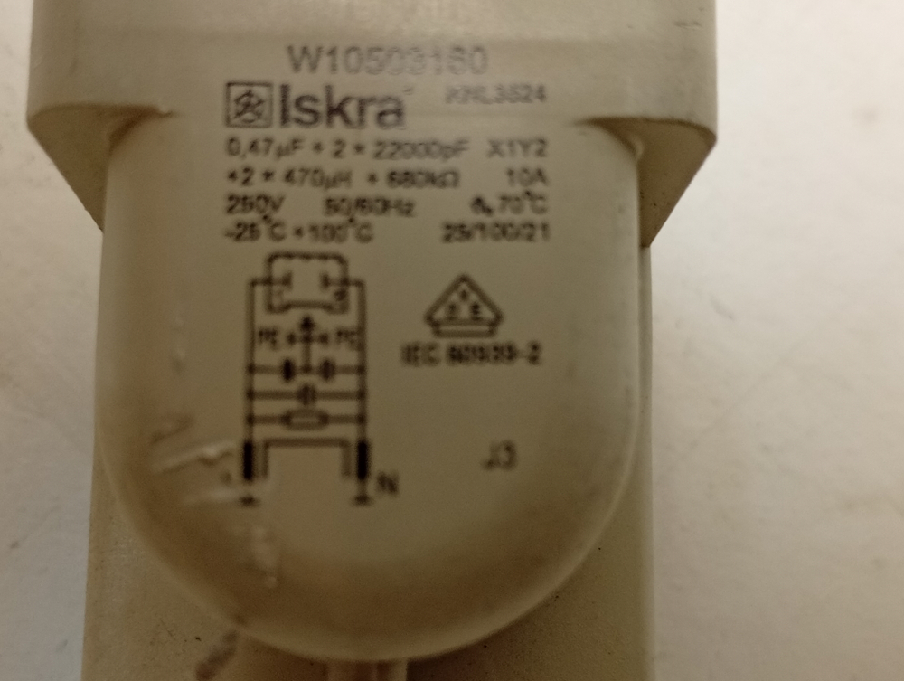 AWS71212 кт20 Сетевой фильтр для стиральных машин Whirlpool 481010503697 б/у