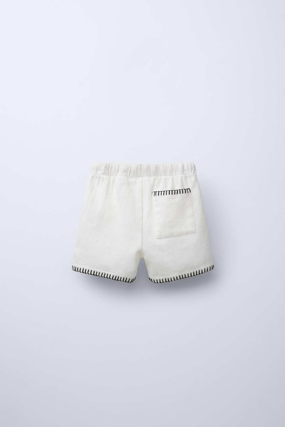 ZARA ШОРТЫ-БЕРМУДЫ С КОНТРАСТНОЙ ПОЛОСОЙ, БЕЛЫЙ