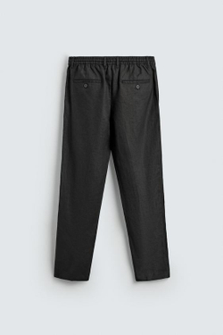 ZARA БРЮКИ КЛАССИЧЕСКОГО КРОЯ ИЗ 100% ЛЬНА, ЧЕРНЫЙ