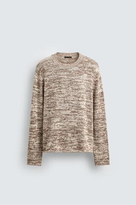 ZARA ДЖЕМПЕР С КРУЧЕНЫМ УЗОРОМ, КОРИЧНЕВЫЙ