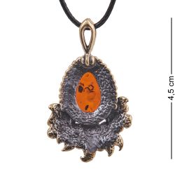 AM-4142 Подвеска «Цветочное Настроение» (латунь, янтарь)