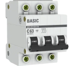 Автоматический выключатель ВА 47-29, С 63А, 230-400V, BASIC 3P, EKF