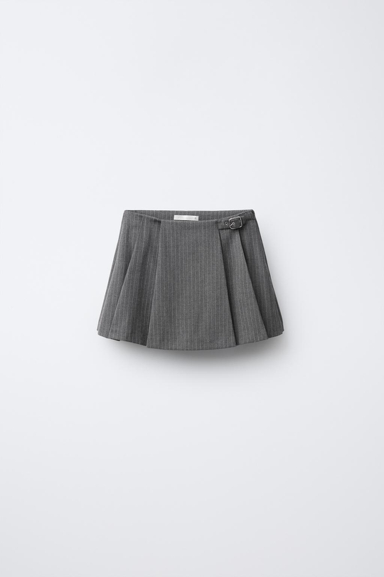 ZARA ЮБКА-ШОРТЫ В ПОЛОСКУ, АНТРАЦИТОВО-СЕРЫЙ