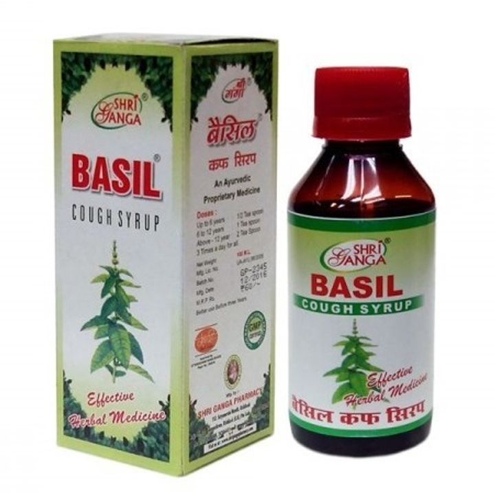 Травяной настой Shri Ganga Basil Cough Syrup Базилик от сухого и влажного кашля 100 мл