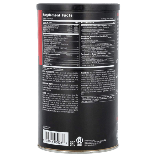 Animal, Stak, добавка для повышения выработки гормонов, пакетики с таблетками «все в одном», 21 пакетик
