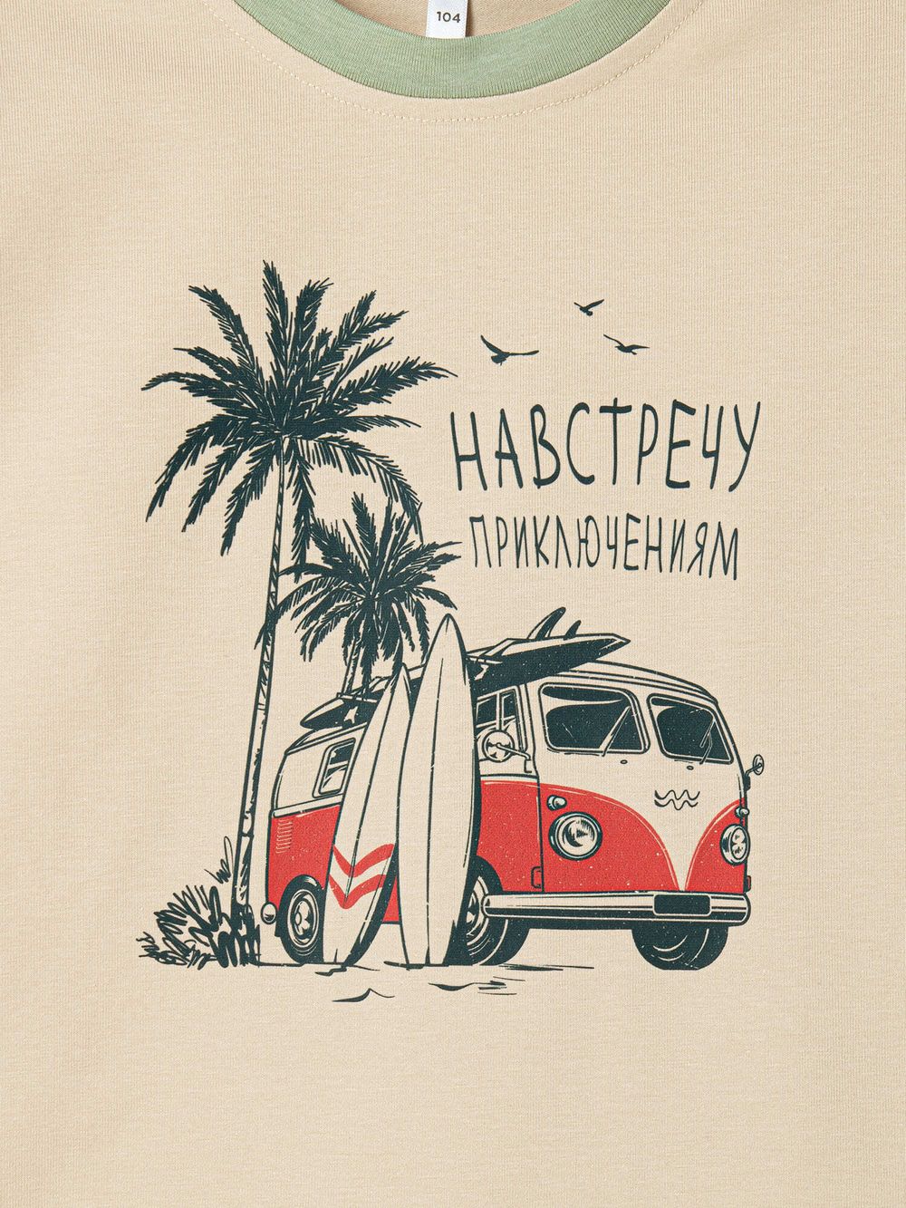 Футболка оверсайз "Крем-брюле/Шалфей" с принтом