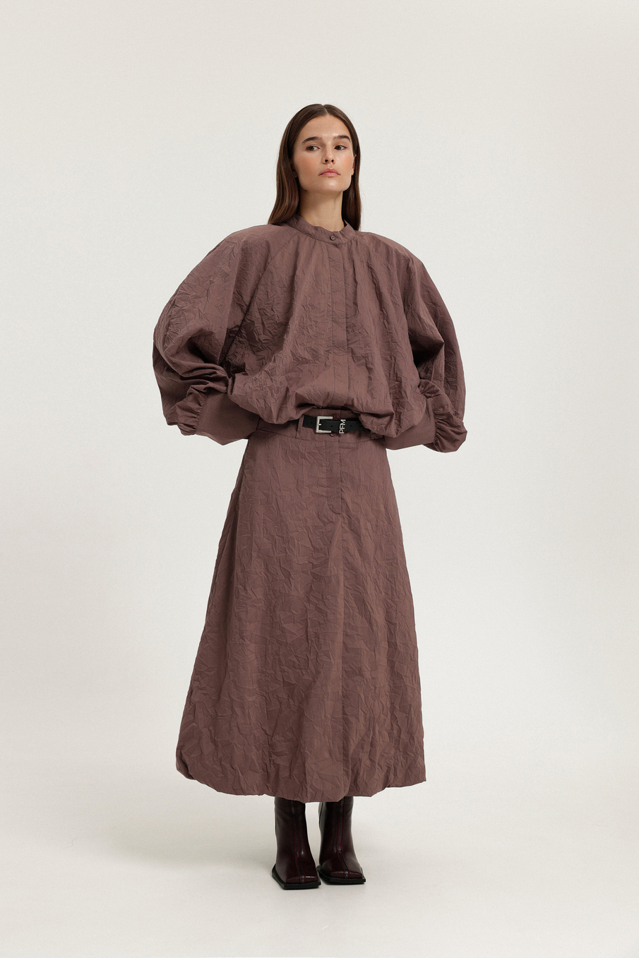 Юбка миди из жатого хлопка