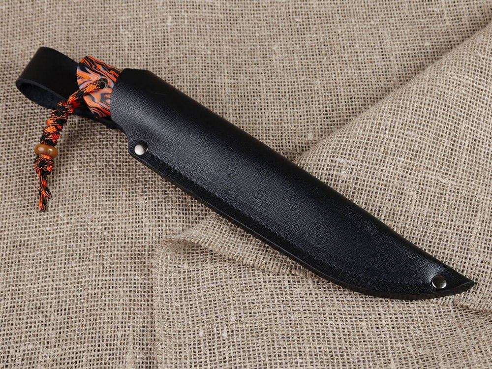 Нож для бушкрафта "Гектор", сталь VG-10/Elmax, рукоять микарта (оранжевая)