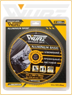 Диск пильный по алюминию 255х100Тх1.8/2.6х30мм WURZ WA255100