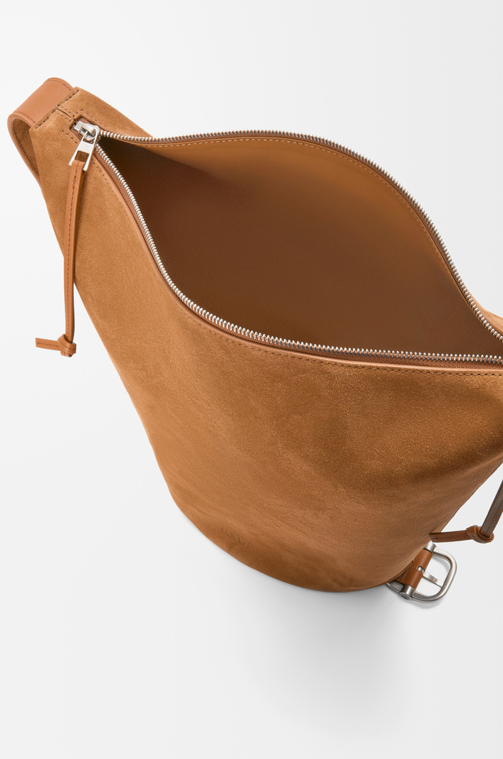 Loewe Сумка-ведро Loop из замшевой телячьей кожи, табачный