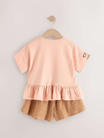 Футболка и шорты в комплекте для девочки Next E51-376, Розовый, Горчичный