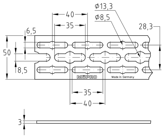 Направляющая шина Mupro StaboFix 2000x50x3 мм (арт. 129076)