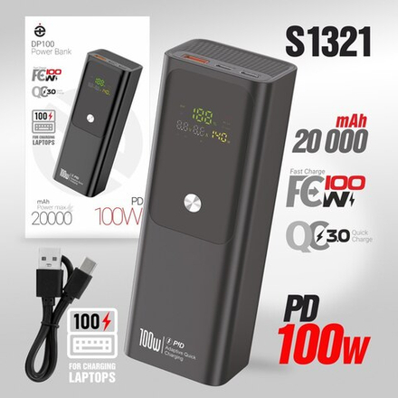 Портативный аккумулятор DEESPI DP100 20000 mAh FAST 22.5W, Display 100 W (черный)