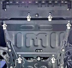 Защита картера двигателя, КПП. 2 мм, Сталь. для Lada Iskra 2025-н.в., Motodor.72105