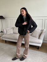 Парка Extra Lux с натуральным мехом черный