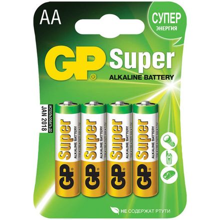 Батарейки GP Super, AA LR-06, 4шт/упак