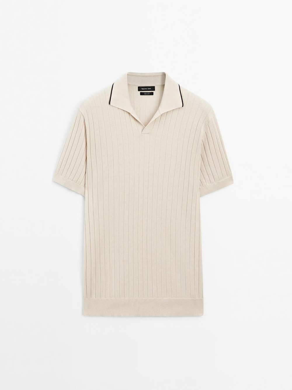 Massimo Dutti Поло из 100% хлопка, бежевый