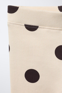 ZARA ЛЕГИНСЫ В РУБЧИК С ПРИНТОМ, ЭКРЮ/КОРИЧНЕВЫЙ