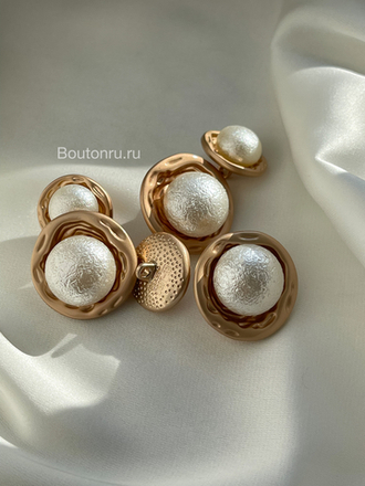 Пуговицы жемчужные с золотом орех (жатый жемчуг, матовое золото)
