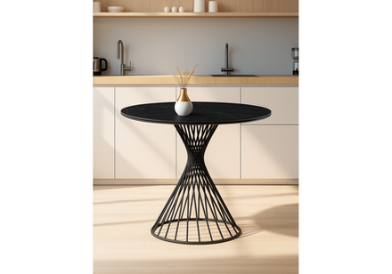 Керамический стол Woodville Вивиен 90х90х75 черный мрамор shakespeare black, черный, ножки черные