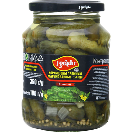 Корнишоны Lorado маринованые 1-4 см 370 мл